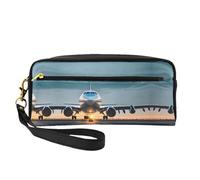 SDEGTHO Aeroplano Nella Luce di Sera Donne Viaggio Sacchetto di Trucco Sacchetto di Trucco Per La Borsa Portatile Toiletry Bag Accessori Organizzatore, Nero, One Size
