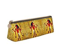 SDEGTHO Antico Egitto Tribe Series Moda Triangolare In Pelle Cerniera Matita Pouch Con Grande Capacità di Archiviazione Del Sacchetto Della Matita, Bianco, One Size, Art Deco