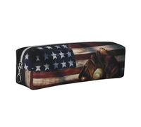 SDEGTHO Astuccio in pelle con bandiera americana per studenti, elegante astuccio stampato con cerniera per materiale scolastico, essenziale per il rientro a scuola, Argento, taglia unica, Zaino per la