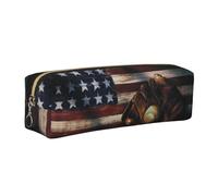 SDEGTHO Astuccio in pelle con bandiera americana per studenti, elegante astuccio stampato con cerniera per materiale scolastico, essenziale per il rientro a scuola, Oro, taglia unica, Zaino per la