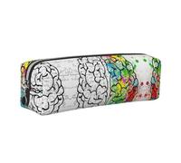 SDEGTHO Astuccio in pelle con immagine geometrica del cervello con stampa scientifica per studenti, semplice astuccio per penne per ragazzi e ragazze, piccolo astuccio con cerniera per materiale