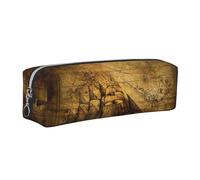 SDEGTHO Astuccio in pelle con stampa a tema nautico pirata per studenti, semplice astuccio per penne per ragazzi e ragazze, piccolo astuccio con cerniera per materiale scolastico, pennarelli, trucchi