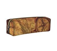 SDEGTHO Astuccio in pelle con stampa della legge della bussola, per studenti, semplice astuccio per penne per ragazzi e ragazze, piccolo astuccio con cerniera per materiale scolastico, pennarelli