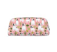 SDEGTHO Astuccio in pelle con stampa di cactus e cane, grande capacità, astuccio per penne stilografiche, per ragazzi e ragazze, regalo, Argento, Taglia unica, Astuccio per trucchi