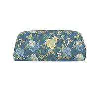 SDEGTHO Astuccio in pelle con stampa di fiori blu e gialli, grande capacità, per la scuola, portapenne per penne stilografiche, regalo per ragazzi e ragazze, Argento, Taglia unica, Astuccio per