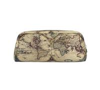 SDEGTHO Astuccio in pelle con stampa di mappamondo antica, grande capacità, per la scuola, portapenne per penne stilografiche, regalo per ragazzi e ragazze, Argento, Taglia unica, Astuccio per trucchi