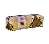 SDEGTHO Astuccio in pelle con stampa di note musicali, per studenti, semplice astuccio per penne per ragazzi e ragazze, piccolo astuccio con cerniera per materiale scolastico, pennarelli, trucchi