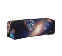 SDEGTHO Astuccio in pelle con stampa pianeta universo, per studenti, semplice astuccio per penne per ragazzi e ragazze, piccolo astuccio con cerniera per materiale scolastico, pennarelli, trucchi