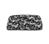 SDEGTHO Astuccio in pelle nera e bianca con stampa di teschio umano, grande capacità, per la scuola, portapenne per penne stilografiche, regalo per ragazzi e ragazze, Oro, Taglia unica, Astuccio per