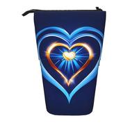 SDEGTHO Astuccio telescopico a forma di cuore blu cielo, portapenne per studenti, cancelleria per scuola e università, Nero , Taglia unica, Organizer per borse