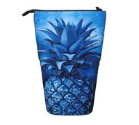 SDEGTHO Astuccio telescopico con ananas blu, portapenne per studenti, cancelleria per scuola e università, Nero , Taglia unica, Organizer per borse