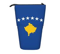 SDEGTHO Astuccio telescopico con bandiera del Kosovo, portapenne per studenti, cancelleria per scuola e università, Nero , Taglia unica, Organizer per borse