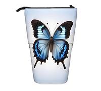 SDEGTHO Astuccio telescopico con farfalla blu, portapenne per studenti, cancelleria per scuola e università, Nero , Taglia unica, Organizer per borse