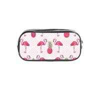 SDEGTHO Astuccio trasparente con fenicottero rosa e ananas stampato, grande capacità, scomparto singolo, custodia protettiva per penne