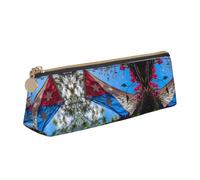 SDEGTHO Astuccio triangolare in pelle con cerniera e bandiera di Porto Rico con grande capacità di archiviazione, Bianco, One Size, Art Deco