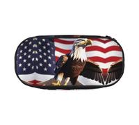 SDEGTHO Bald Eagle - Astuccio con bandiera americana di grande capacità, astuccio multiuso per matite, astuccio portatile, astuccio per penne per ufficio, Nero, One size, Organizer per borse