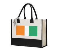 SDEGTHO Bandiera Della Costa D'Avorio Halloween Tela Tote Borse Per Le Donne Sacchetto Del Regalo di Tela Riutilizzabile Tote Bag Per Lo Shopping Della Drogheria, Beige, One Size