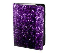 SDEGTHO Bella Viola Glitter Stampa Passaporto Titolare Della Copertura Del Raccoglitore Della Pelle Bovina Porta Carte di Viaggio Must Have, Nero , Taglia unica
