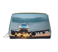 SDEGTHO Borsa da viaggio per trucchi con aeroplano nella luce della sera, piccola borsa per trucchi da viaggio, bianco, Taglia unica