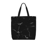 SDEGTHO Borsa di totalizzatore del poliestere del marmo nero per tutti con le tasche interne, borsa del computer portatile con la chiusura lampo per il viaggio di lavoro., Nero, One Size