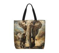SDEGTHO Borsa di totalizzatore del poliestere dell'elefante e del vecchio elefante con le tasche interne, borsa del computer portatile con la chiusura lampo per il viaggio, Nero, One Size