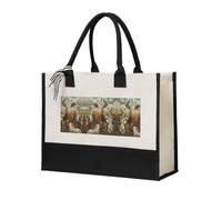 SDEGTHO Borsa di totalizzatore riutilizzabile della tela di Halloween dell'animale della fattoria per la borsa di totalizzatore riutilizzabile della tela delle donne per la drogheria, Beige, One Size