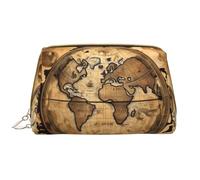 SDEGTHO Borsa per trucchi con mappa antica del mondo, piccola borsa per trucchi da viaggio, bianco, Taglia unica