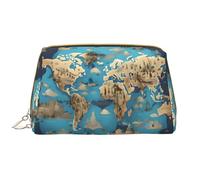 SDEGTHO Borsa per trucchi con mappa geografica del mondo, piccola borsa per trucchi da viaggio, bianco, Taglia unica
