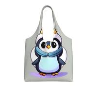 SDEGTHO Borse economiche della Un-spalla della stampa del pinguino sveglio, borse riutilizzabili leggere del panno della spesa della drogheria, adatte per il regalo, Nero, One Size