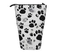SDEGTHO Cane Paw Pattern Standing Pencil Case, Carino Stand Up Matite Pouch,Telescopico Pen Pouchs,Portapenne portatile Holder, Nero, One Size, Alla moda
