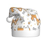 SDEGTHO Cane Stampa 1 Pz Natale Lavorato A Maglia Santa Cappelli Elfo Cappello Crochet Natale Beanie Festa di Natale Caps Per Adulti Donne Uomini