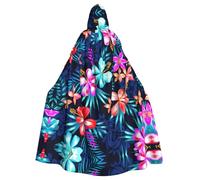 SDEGTHO Cappello con cappuccio adulto 57,8 pollici del mantello incappucciato di Halloween blu floreale di stampa per il vampiro
