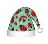 SDEGTHO Coccinelle rosse su uno sfondo blu per bambini cappello di Babbo Natale rosso comodo Natale per bambini vacanze Natale