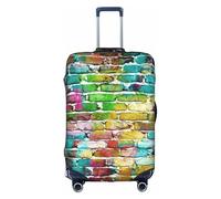 SDEGTHO Copertura elastica colorata della valigia della prova della polvere della stampa del muro di mattoni resistente ai graffi adatta ai bagagli della maniglia centrale per i viaggi, bianco, S