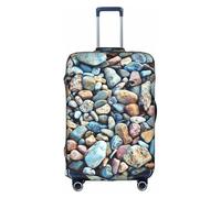 SDEGTHO Copertura elastica della valigia di stampa del modello della pietra della prova della polvere resistente ai graffi adatta ai bagagli della maniglia centrale per i viaggi, bianco, L