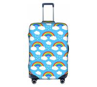 SDEGTHO Copertura elastica per valigie con stampa arcobaleno e nuvole, antipolvere, antigraffio, adatta per bagagli con maniglia centrale per viaggi, bianco, XL