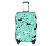 SDEGTHO Copertura elastica per valigie con stampa di capra, antipolvere, antigraffio, adatta per bagagli con maniglia centrale per viaggi, bianco, S