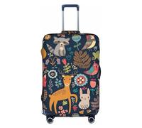 SDEGTHO Copertura elastica per valigie con stampa di gufo, coniglio, uccello, volpe, antipolvere, antigraffio, adatta per bagagli con maniglia centrale per viaggi, bianco, XL