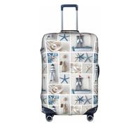 SDEGTHO Copertura elastica per valigie con stampa di stelle marine e faro, antipolvere, antigraffio, adatta per bagagli con maniglia centrale per viaggi, bianco, XL
