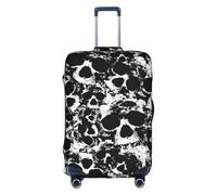 SDEGTHO Copertura elastica per valigie con stampa di teschio umano in bianco e nero, antipolvere, antigraffio, adatta per bagagli con maniglia centrale per viaggi, bianco, XL