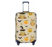 SDEGTHO Copertura elastica per valigie con stampa di zucca e gufo di Halloween, antipolvere, antigraffio, adatta per bagagli con maniglia centrale per viaggi, bianco, L