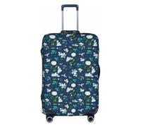 SDEGTHO Copertura elastica per valigie con stampa erba e colomba, antipolvere, antigraffio, adatta per bagagli con maniglia centrale per viaggi, bianco, L
