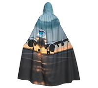 SDEGTHO Costume da strega di Halloween con cappuccio per adulti da aeroplano nella luce della sera, per uomini e donne, costumi cosplay