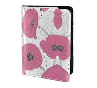 SDEGTHO Custodia per passaporto con stampa di papaveri rosa per viaggi indispensabili, custodia per passaporto per accessori da viaggio per donne e uomini, Nero , Taglia unica