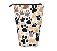 SDEGTHO Cute Dog Paw Prints Standing Pencil Case, Cute Stand Up Pencil Pouch,Telescopiche Pen Pouch,Portapenne portatile Holder, Nero, One Size, Alla moda