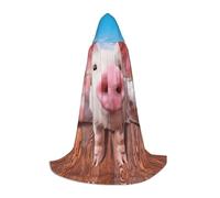 SDEGTHO Divertente mantello con cappuccio a forma di maialino, per adolescenti, cosplay, rinascimentale, fiera, gotico, fantasia, medievale, vestaglia