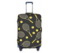 SDEGTHO Divertente racchette da tennis e palline da tennis con stampa elastica per valigia, antipolvere, antigraffio, adatta per bagagli con maniglia centrale per viaggi, bianco, L