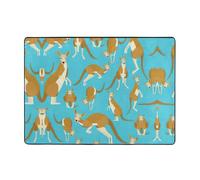 SDEGTHO Divertente tappeto con stampa di canguro e zoo dei cartoni animati, 203 x 137 cm, in flanella, antiscivolo, per soggiorno e ufficio, morbido e assorbente, tappetino per soggiorno