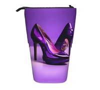 SDEGTHO Elegante astuccio telescopico viola con tacco alto e rossetto, portapenne per studenti, cancelleria per scuola e università, Nero , Taglia unica, Organizer per borse