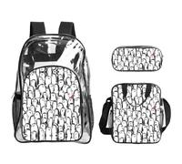 SDEGTHO Elegante pacchetto di zaini per la scuola con stampa di una folla di pinguini, manico robusto, set da 3 pezzi, approvato per eventi e concerti allo stadio